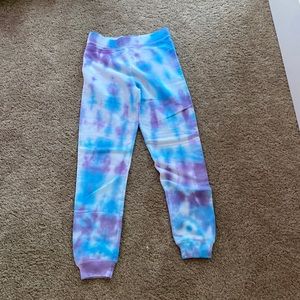 Purple and blue tie-dye sweatpants youth large